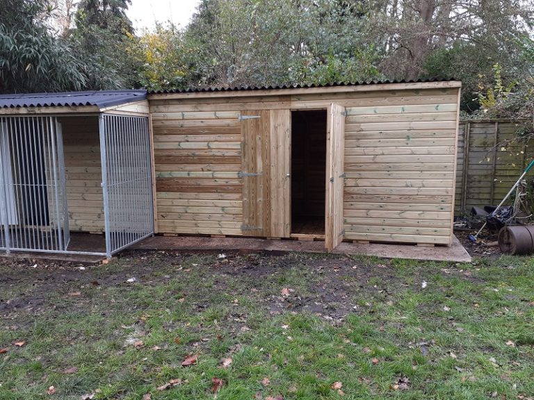 Custom Dog Kennel and Extended Run with Side Shed Garden & Animal